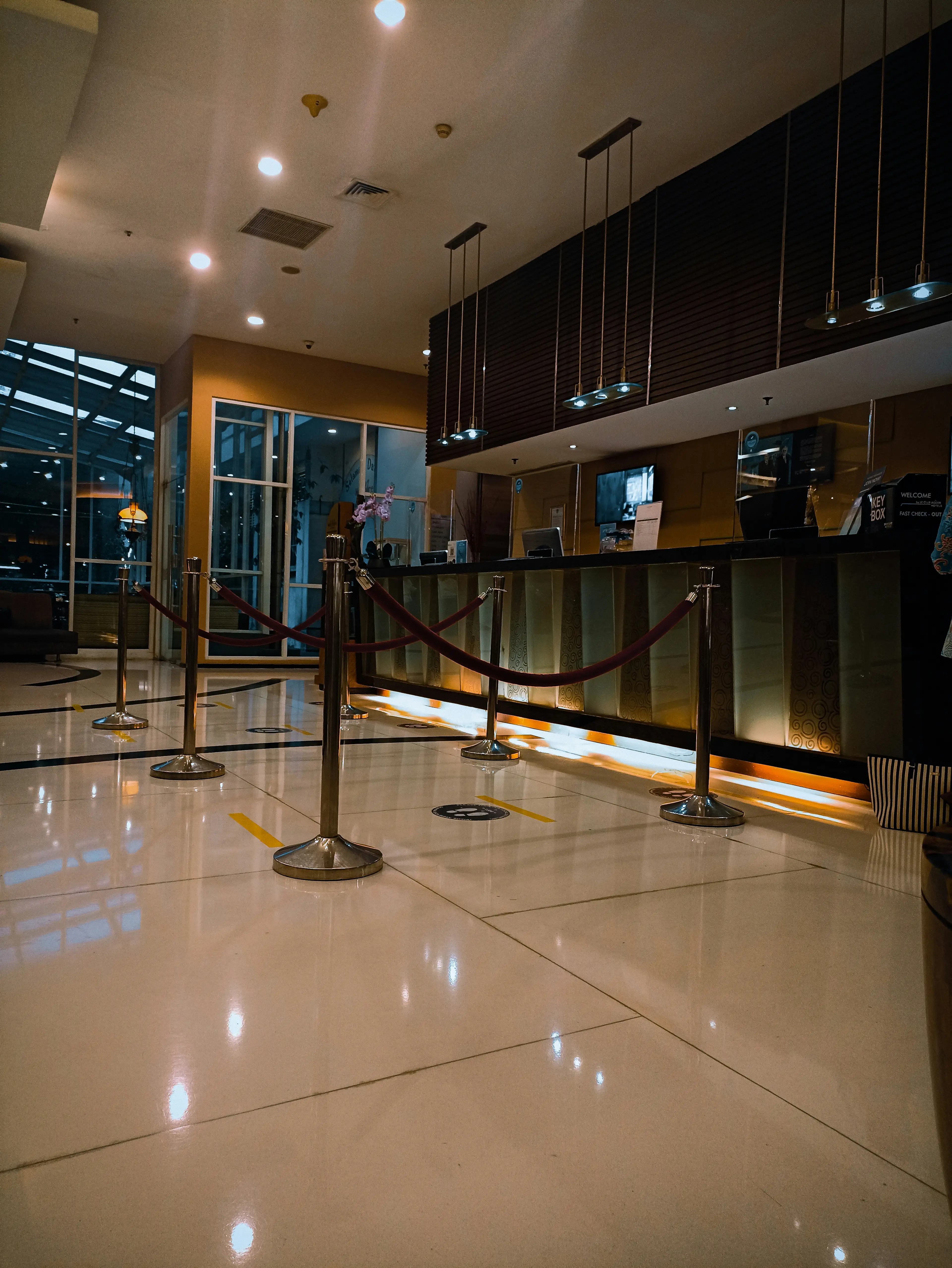 Hotel reception desk with professional staff